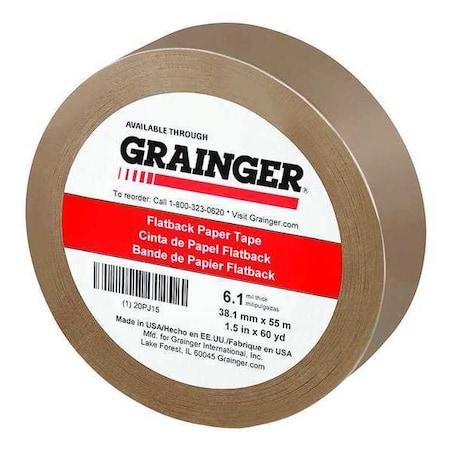 Packaging Tape, 1 1/2 in W x 60 yd L, 6.1 mil Thick, Tan, Rubber Adhesive MPN:20PJ15