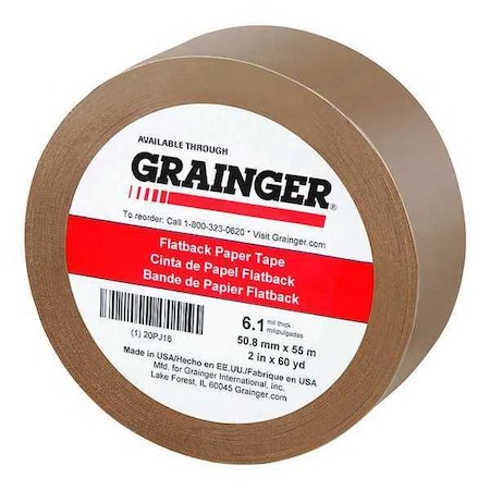 Packaging Tape, 2 in W x 60 yd L, 6.1 mil Thick, Tan, Rubber Adhesive MPN:20PJ16