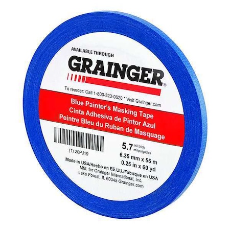 Painter's Tape, Blue, 1/4 in W, 60 yd L, 5.7 mil Thick, CP 27 MPN:20PJ19