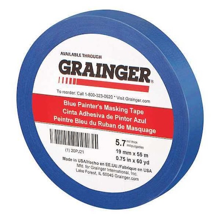 Painter's Tape, Blue, 3/4 in W, 60 yd L, 5.7 mil Thick, CP 27 MPN:20PJ21