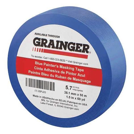 Painter's Tape, Blue, 1 1/2 in W, 60 yd L, 5.7 mil Thick, CP 27 MPN:20PJ23