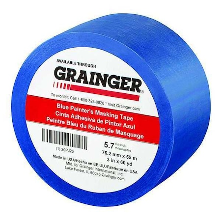 Painter's Tape, Blue, 3 in W, 60 yd L, 5.7 mil Thick, CP 27 MPN:20PJ25