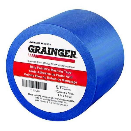 Painter's Tape, Blue, 4 in W, 60 yd L, 5.7 mil Thick, CP 27 MPN:20PJ26