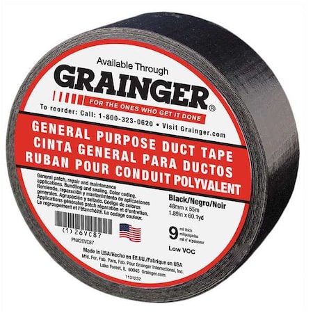 DuctTape, Black, 60-1/8ydL, 1-7/8inW MPN:26VC87