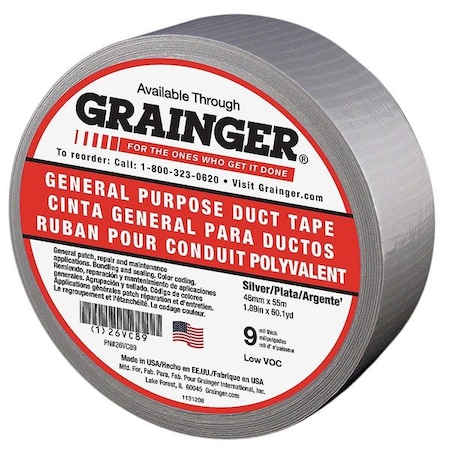 Duct Tape, Gray, 60-1/8 yd L, 1-7/8 in W MPN:26VC89