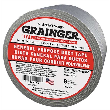 Duct Tape, Gray, 60-1/8 yd L, 2-7/8 in W MPN:26VC95