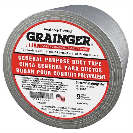 Duct Tape, Gray, 60-1/8 yd L, 4 in W MPN:26VC96