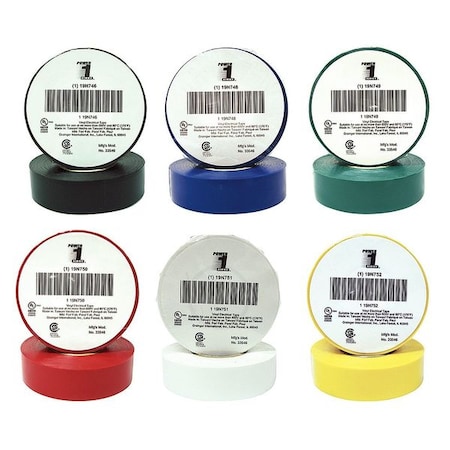 Electrical Tape, Vinyl, 20 yd L, 3/4 in W MPN:7DX32