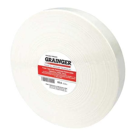 Foam Tape, 1/2 in W, 36 yd L, 1/16 in, Polyethylene Foam, Single-Sided, 18 PK MPN:TC0116W