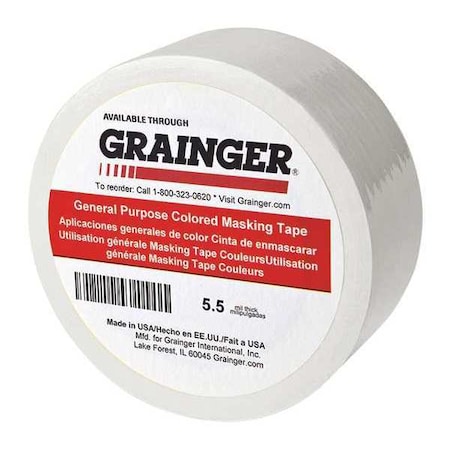 Masking Tape, 3/4 in W x 60 yd L, 5.5 mil Thick, White, Rubber Adhesive, 48 PK MPN:TC602-White