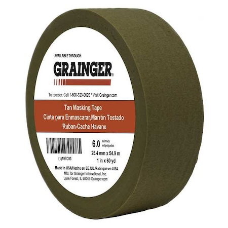 Packaging Tape, 1 in W x 60 yd L, 5.7 mil Thick, Tan, Rubber Adhesive MPN:TC97-1