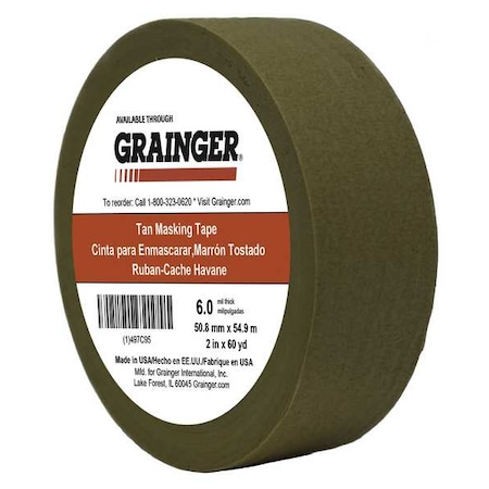Packaging Tape, 2 in W x 60 yd L, 5.7 mil Thick, Tan, Rubber Adhesive MPN:TC97-2