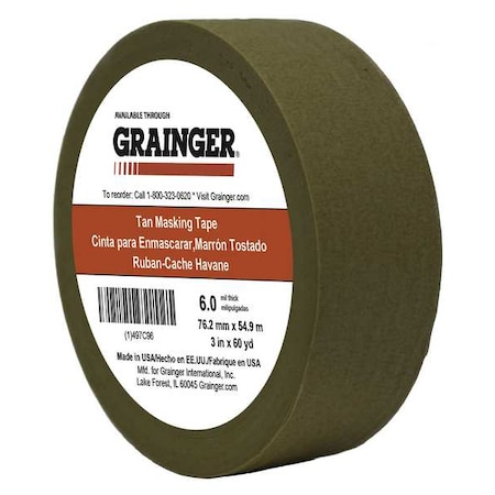 Packaging Tape, 3 in W x 60 yd L, 5.7 mil Thick, Tan, Rubber Adhesive MPN:TC97-3
