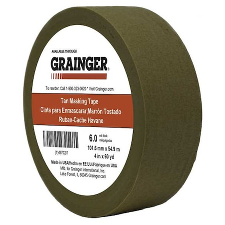 Packaging Tape, 4 in W x 60 yd L, 5.7 mil Thick, Tan, Rubber Adhesive MPN:TC97-4