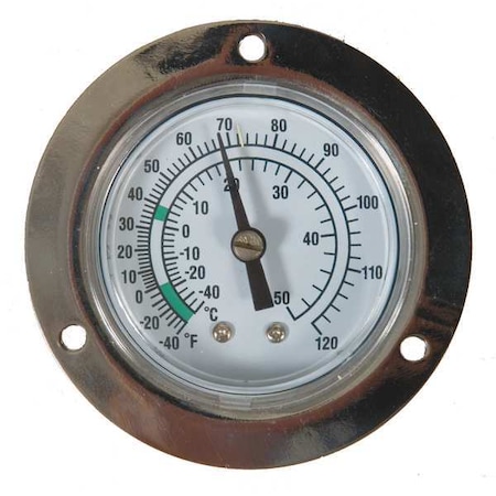Analog Panel Mt Thermometer, -40 to 120F, Dial Size: 2 1/2 in MPN:1EPF1