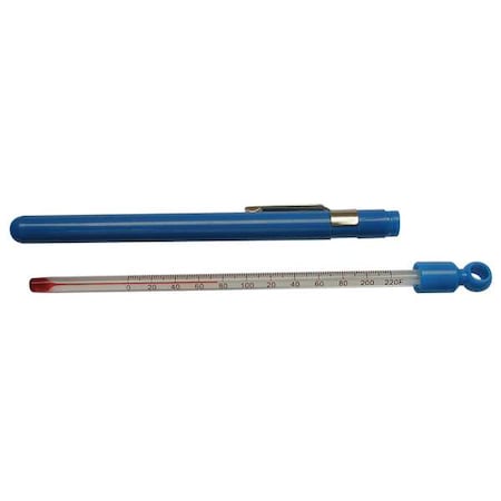 Analog Pocket Liquid In Glass Thermometer, 0 Degrees to 220 Degrees F, Length: 6 1/4 in MPN:6DKD0