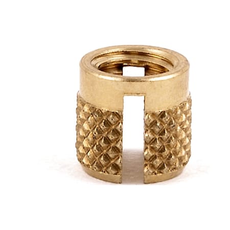 Press Insert, #8-32 Int Thrd Sz, 1/4 in L, 15/64 in Dia., Brass, Plain, 100 PK MPN:240-008-BR.250-PK100