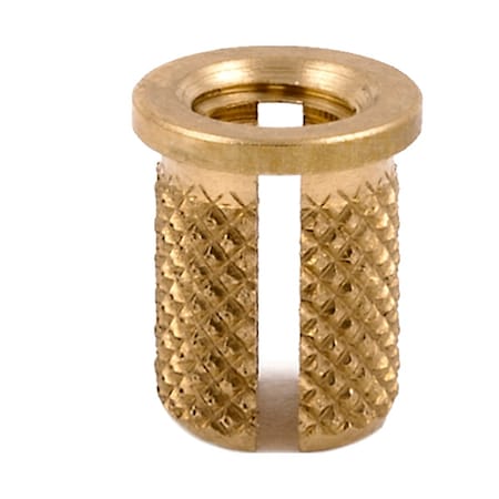 Press Insert, M3-0.50 Int Thrd Sz, 4.775 mm L, 4.216 mm Dia., Brass, Plain, 50 PK MPN:260-M3-BR-PK50