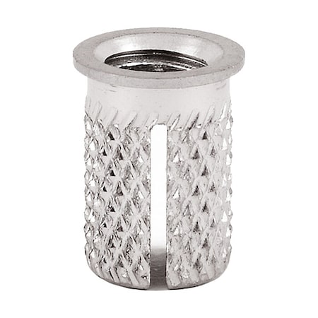 Press Insert, M6-1.00 Int Thrd Sz, 12.7 mm L, 8.280 mm Dia., 18-8 Stainless Steel, Plain, 5 PK MPN:260-M6-CR-PK5