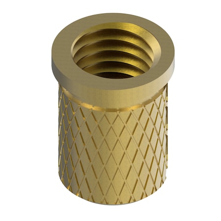 Press Insert, M8-1.25 Int Thrd Sz, 14.3 mm L, 9.880 mm Dia., Brass, Plain, 10 PK MPN:260-M8-BR-PK10