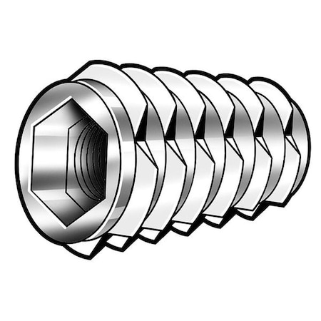 Hex Drive Threaded Insert, #10-24 Int Thrd Sz, 33/64 in L, 27/64 in Dia., Zinc Alloy, Plain MPN:801024-13-PK1000