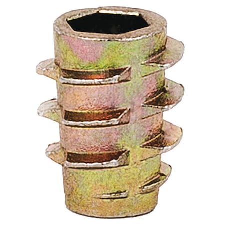 Hex Drive Threaded Insert, #10-24 Int Thrd Sz, 33/64 in L, 27/64 in Dia., Zinc Alloy, Plain, 50 PK MPN:801024-13-PK50