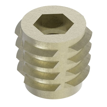Hex Drive Threaded Insert, No. 10-32 Int Thrd Sz, 25/64 in L, 3/8 in Dia., Zinc Alloy, Plain, 50 PK MPN:801032-10-PK50