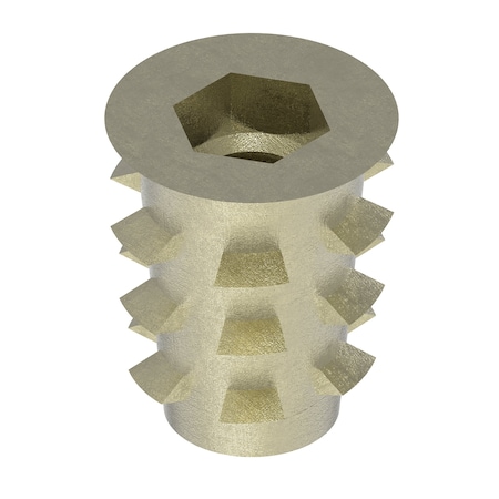 Hex Drive Threaded Insert, M4-0.70 Int Thrd Sz, 10 mm L, 7.391 mm Dia., Zinc Alloy, Plain, 50 PK MPN:900407-10-PK50