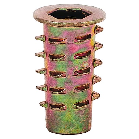 Hex Drive Threaded Insert, M6-1.00 Int Thrd Sz, 25/32 in L, 11.9 mm Dia., Zinc Alloy, Plain, 50 PK MPN:900610-20-PK50