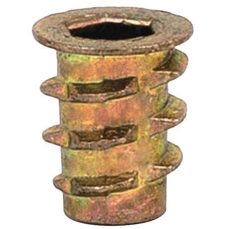 Hex Drive Threaded Insert, #8-32 Int Thrd Sz, 25/64 in L, 21/64 in Dia., Zinc Alloy, Plain, 100 PK MPN:900832-10-PK100