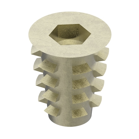 Hex Drive Threaded Insert, No. 10-24 Int Thrd Sz, 33/64 in L, 3/8 in Dia., Zinc Alloy, Plain, 50 PK MPN:901024-13-PK50