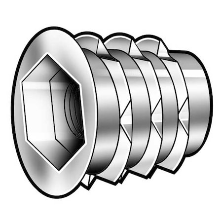 Hex Drive Threaded Insert, #10-32 Int Thrd Sz, 25/32 in L, 29/64 in Dia., Zinc Alloy, Plain MPN:901032-20-PK1000