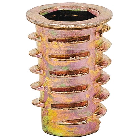 Hex Drive Threaded Insert, M8-1.25 Int Thrd Sz, 25/32 in L, 14.3 mm Dia., Zinc Alloy, Plain, 25 PK MPN:908125-20-PK25