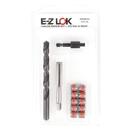 Thread Repair Kit, Self Locking Thread Inserts, 18-8 Stainless Steel, 10 Inserts MPN:EZ-303-5