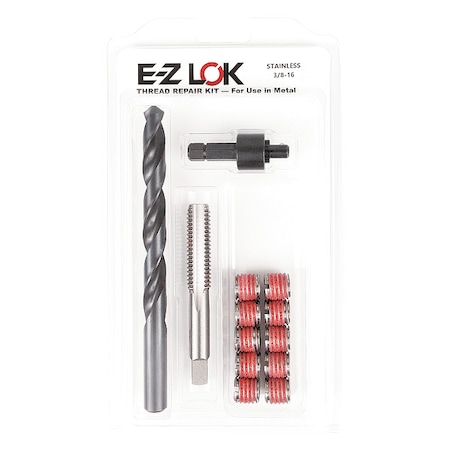 Thread Repair Kit, Self Locking Thread Inserts, 18-8 Stainless Steel, 10 Inserts MPN:EZ-303-6