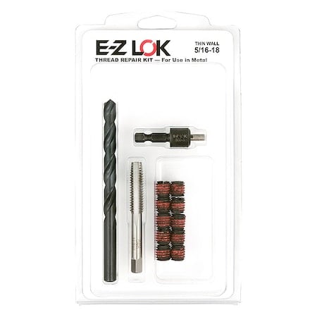 Thread Repair Kit, Self Locking Thread Inserts, Steel, 10 Inserts MPN:EZ-310-5