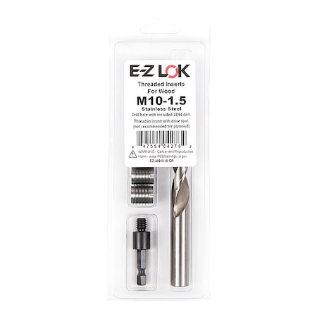 Thread Repair Kit, Knife Thread Inserts, 18-8 Stainless Steel, 5 Inserts MPN:EZ-400-M10-CR