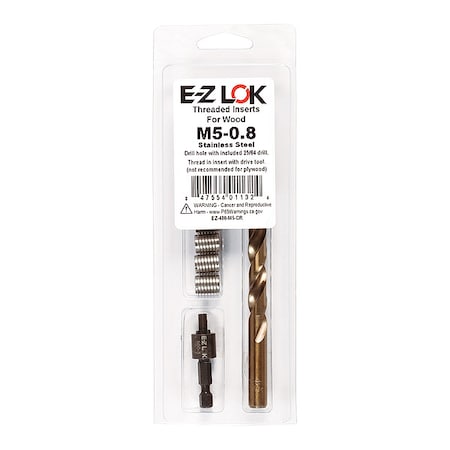 Thread Repair Kit, Knife Thread Inserts, 18-8 Stainless Steel, 6 Inserts MPN:EZ-400-M5-CR