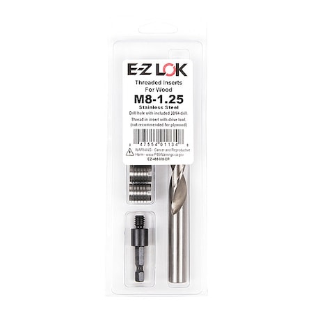 Thread Repair Kit, Knife Thread Inserts, 18-8 Stainless Steel, 5 Inserts MPN:EZ-400-M8-CR
