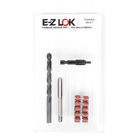 Thread Repair Kit, Self Locking Thread Inserts, 18-8 Stainless Steel, 10 Inserts MPN:EZ-453-4