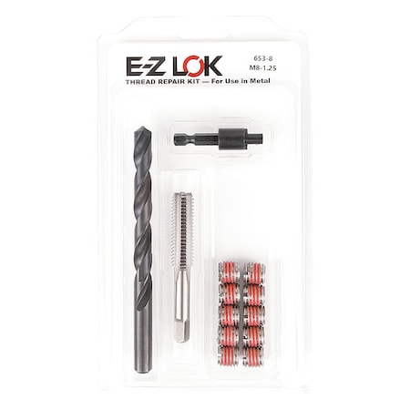 Thread Repair Kit, Self Locking Thread Inserts, 18-8 Stainless Steel, 10 Inserts MPN:EZ-653-8