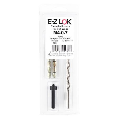 Thread Repair Kit, Hex Drive Threaded Inserts, M4-0.70, Hexavalent Chromium Zinc, 10 Inserts MPN:EZ-800407-10