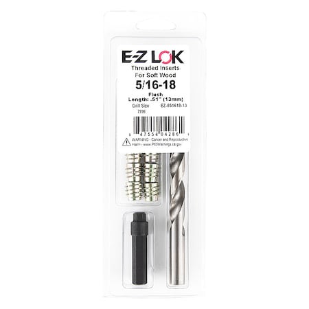 Thread Repair Kit, Hex Drive Threaded Inserts, 5/16