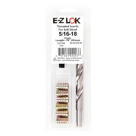 Thread Repair Kit, Hex Drive Threaded Inserts, 5/16