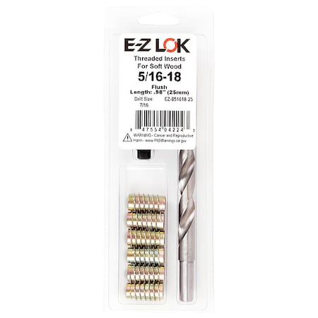 Thread Repair Kit, Hex Drive Threaded Inserts, 5/16