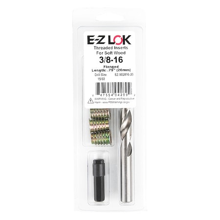 Thread Repair Kit, Hex Drive Threaded Inserts, 3/8