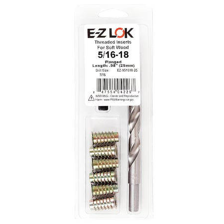 Thread Repair Kit, Hex Drive Threaded Inserts, 5/16
