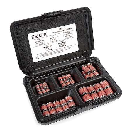 Thread Repair Kit, Self Locking Thread Inserts, 18-8 Stainless Steel, 56 Inserts MPN:EZ-C313