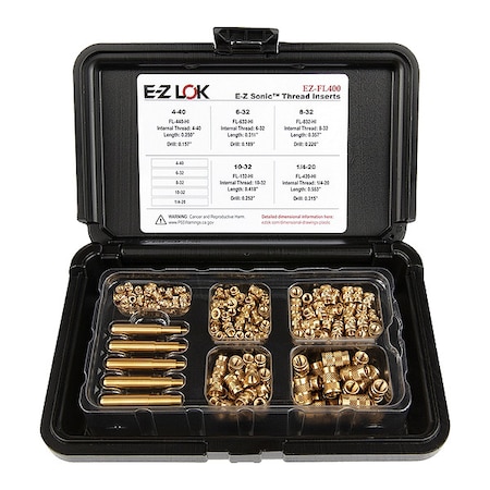 Heat-Set Insert Kit, #4-40 to 1/4