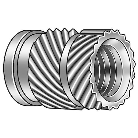 Ultrasonic Insert, #6-32, 9/32 in L, 0.189 in Insert Dia., 0.189 in Tapered End Dia., Brass, 100 PK MPN:HI-006-WH-PK100
